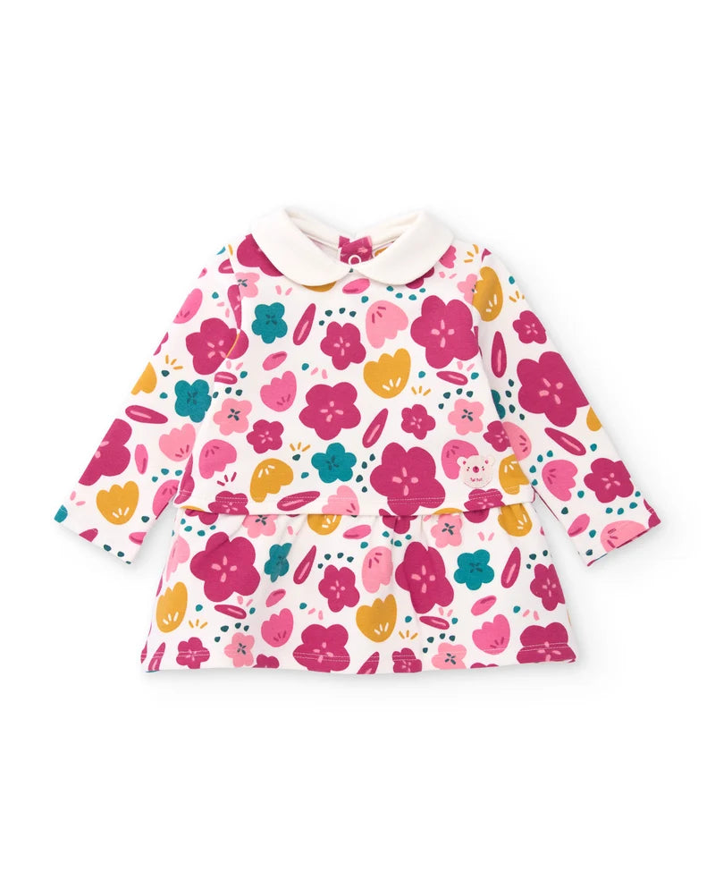 Vestito in felpa per neonata con scollo rotondo tuc tuc
