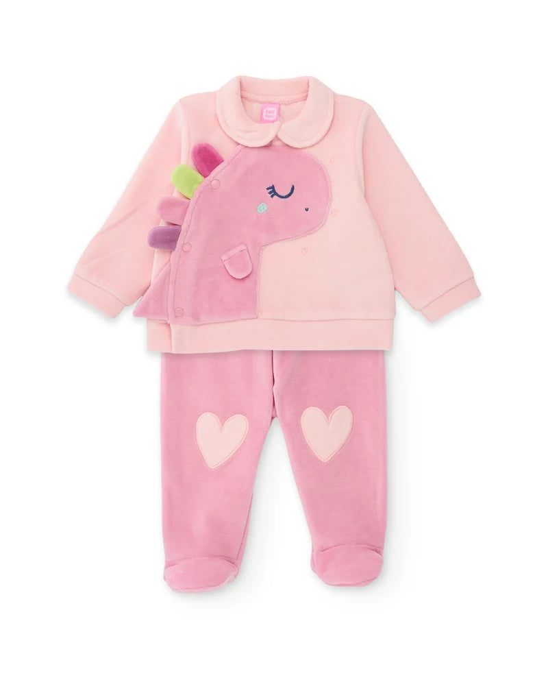 Completo in maglia per neonato con maglietta con dinosauro tuc tuc