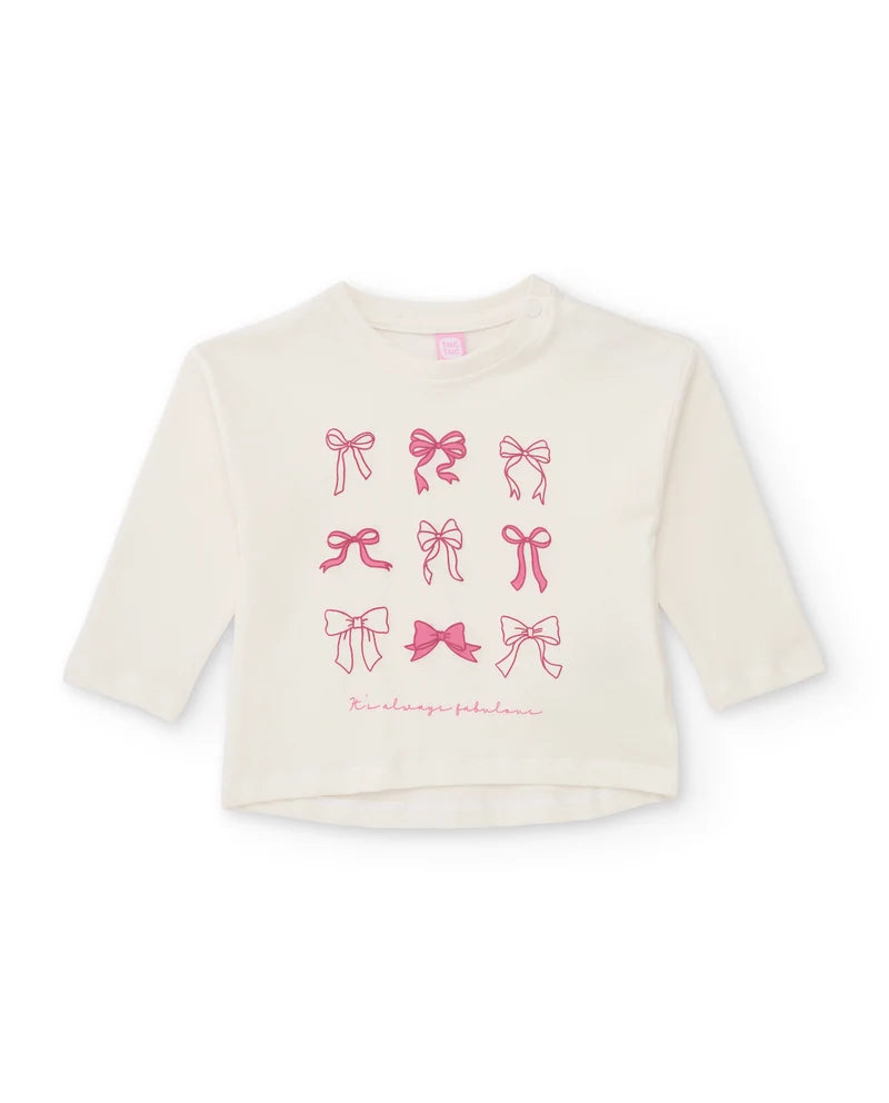 Maglietta a maniche lunghe in maglia per bambina con design di fiocchi tuc tuc