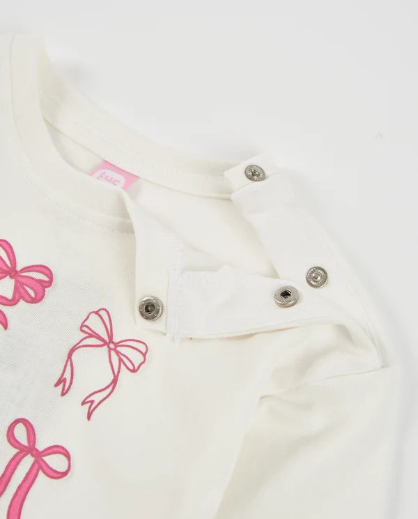 Maglietta a maniche lunghe in maglia per bambina con design di fiocchi tuc tuc
