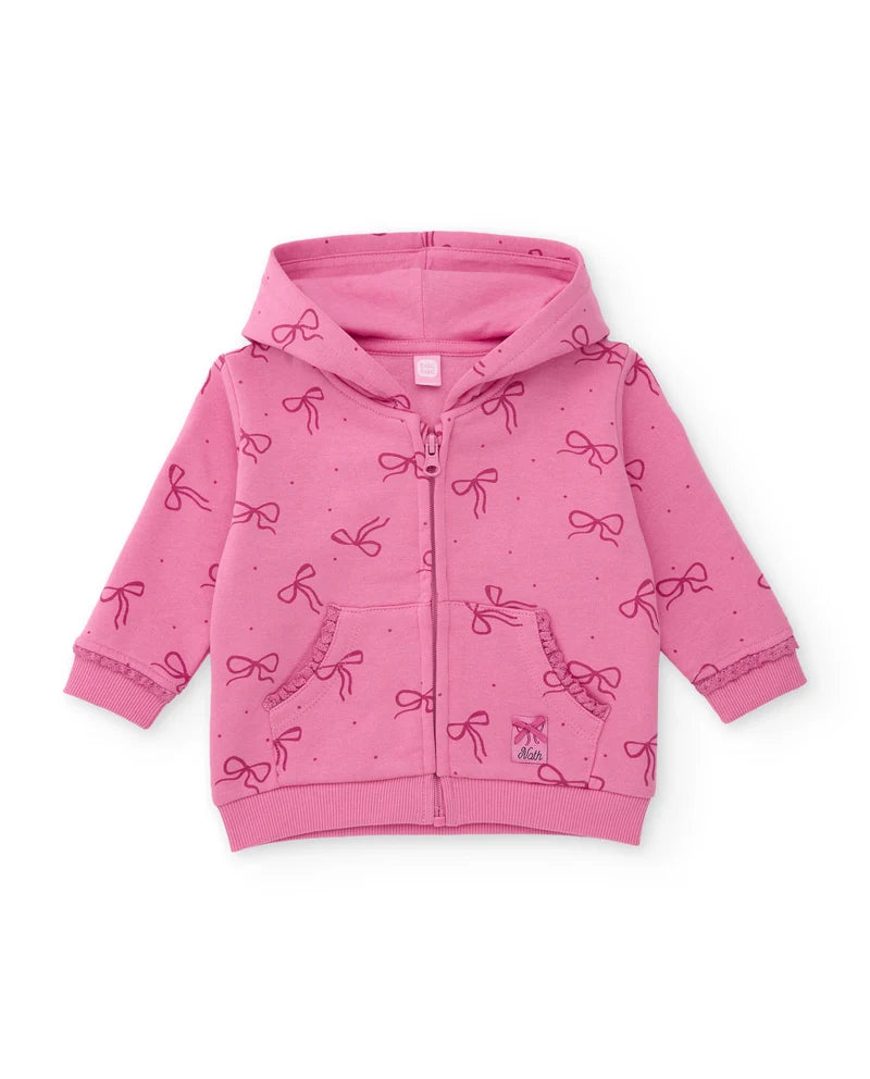 Felpa con cappuccio e zip per bambina, con design di fiocchi tuc tuc
