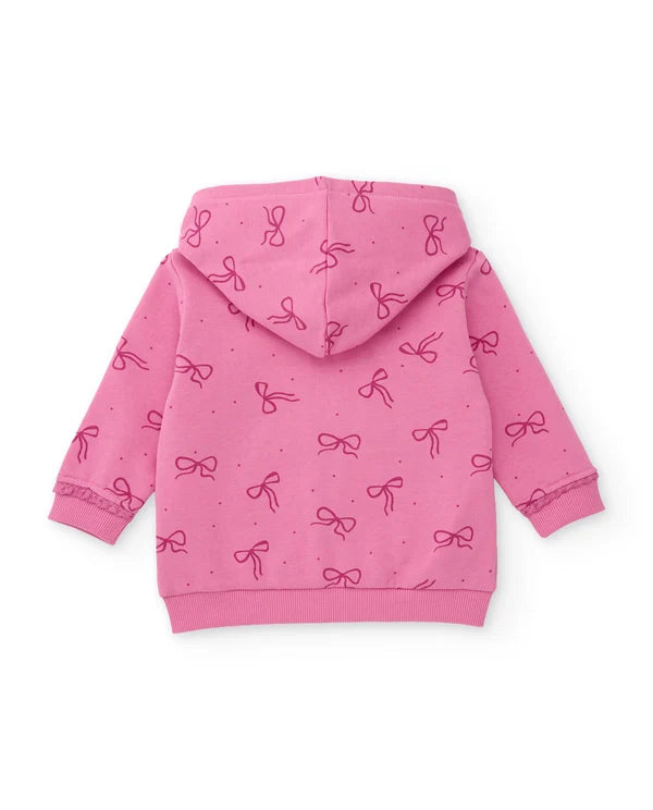 Felpa con cappuccio e zip per bambina, con design di fiocchi tuc tuc