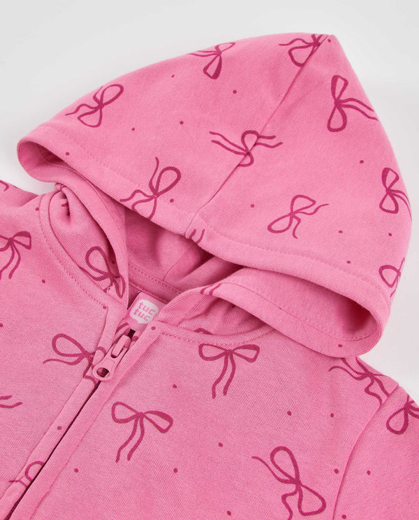 Felpa con cappuccio e zip per bambina, con design di fiocchi tuc tuc