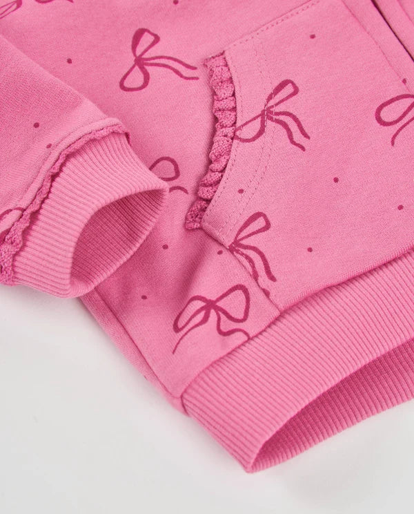 Felpa con cappuccio e zip per bambina, con design di fiocchi tuc tuc