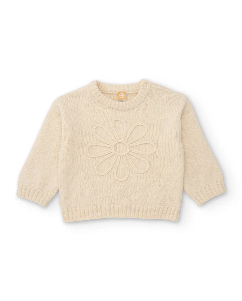 Felpa in tricot per bambina con dettaglio floreale e tessuto morbido tuc tuc