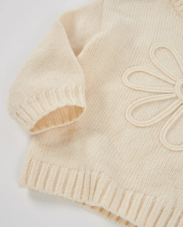 Felpa in tricot per bambina con dettaglio floreale e tessuto morbido tuc tuc