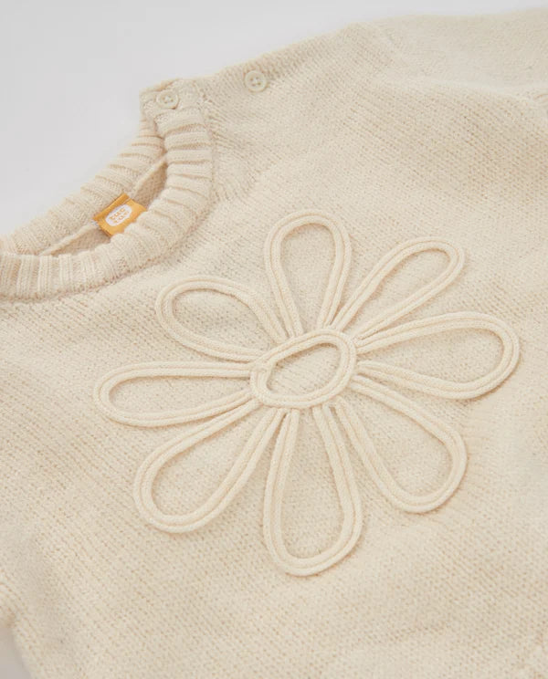 Felpa in tricot per bambina con dettaglio floreale e tessuto morbido tuc tuc