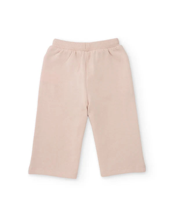 Pantaloni in felpa per bambina con ricamo floreale e tessuto morbido tuc tuc