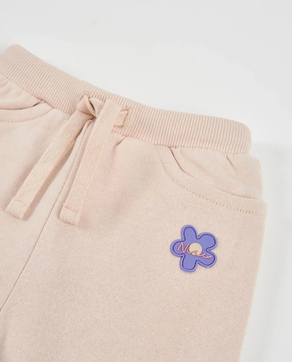 Pantaloni in felpa per bambina con ricamo floreale e tessuto morbido tuc tuc
