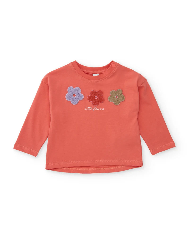 Maglietta in maglia per bambina con fiori ricamati tuc tuc