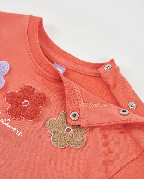 Maglietta in maglia per bambina con fiori ricamati tuc tuc