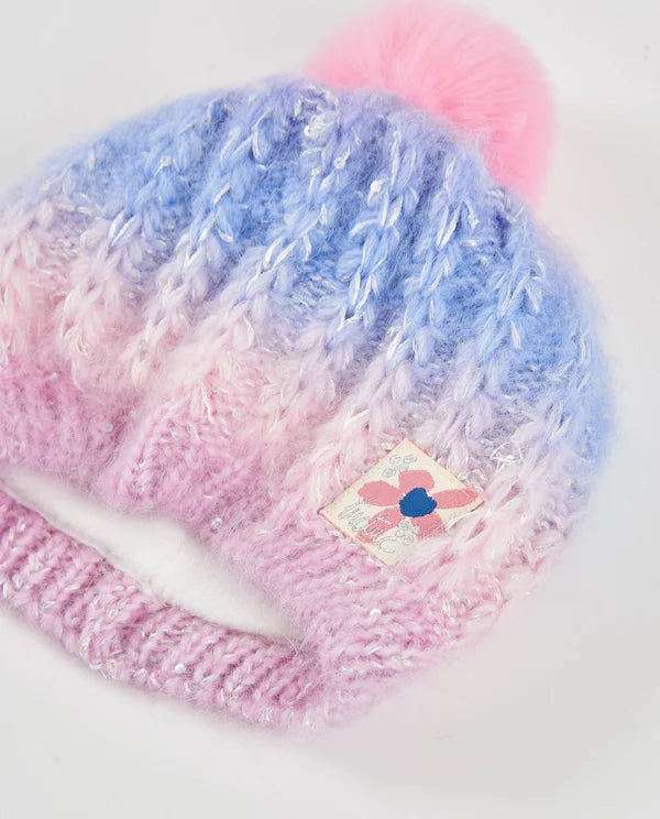 Set da bambina lavorato a maglia con cappello e scaldacollo sfumato