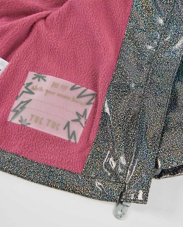Impermeabile da bambina con finitura lucida e fiocco decorativo TUC TUC