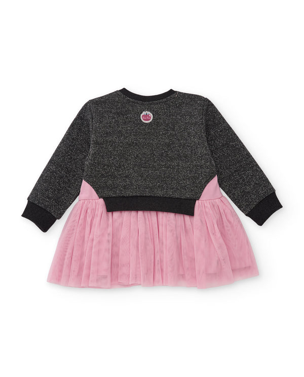 Vestito da bambina con corpetto in felpa con paillettes e gonna in tulle da bambina TUC TUC