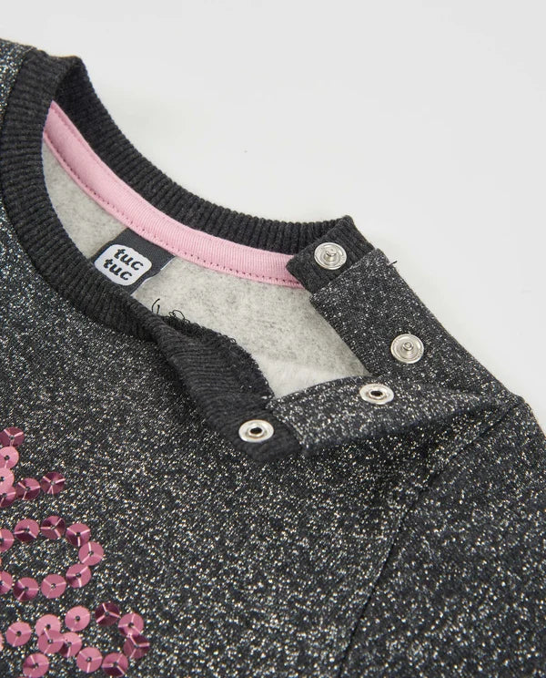 Vestito da bambina con corpetto in felpa con paillettes e gonna in tulle da bambina TUC TUC