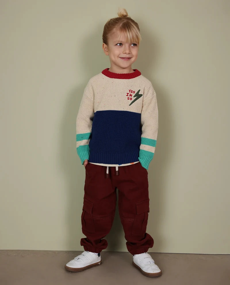 Pantaloni cargo da bambino in tessuto a tela con tasche e vita elasticizzata tuc tuc