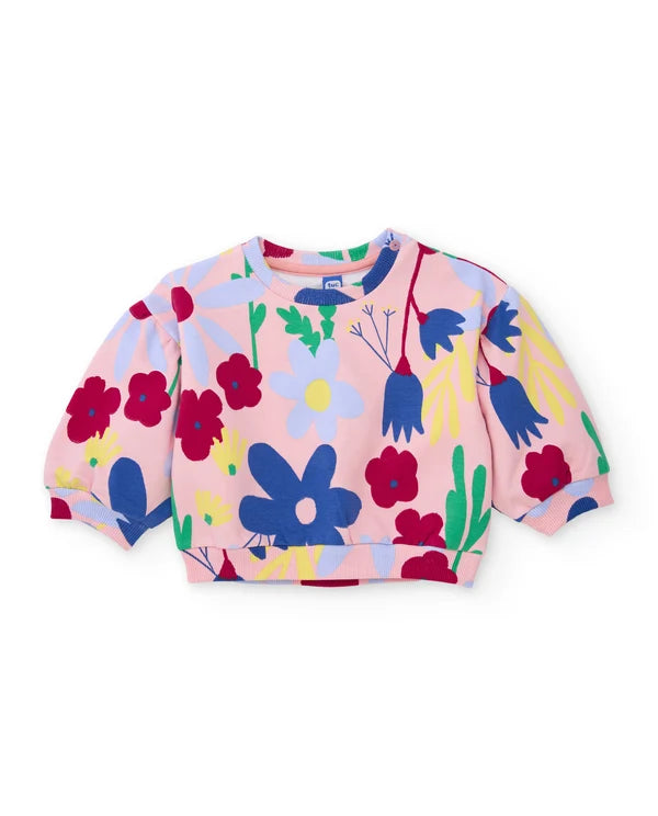 Completo da bambina in felpa con felpa floreale e leggings confortevoli tuc tuc