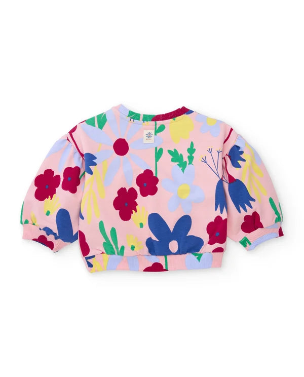 Completo da bambina in felpa con felpa floreale e leggings confortevoli tuc tuc