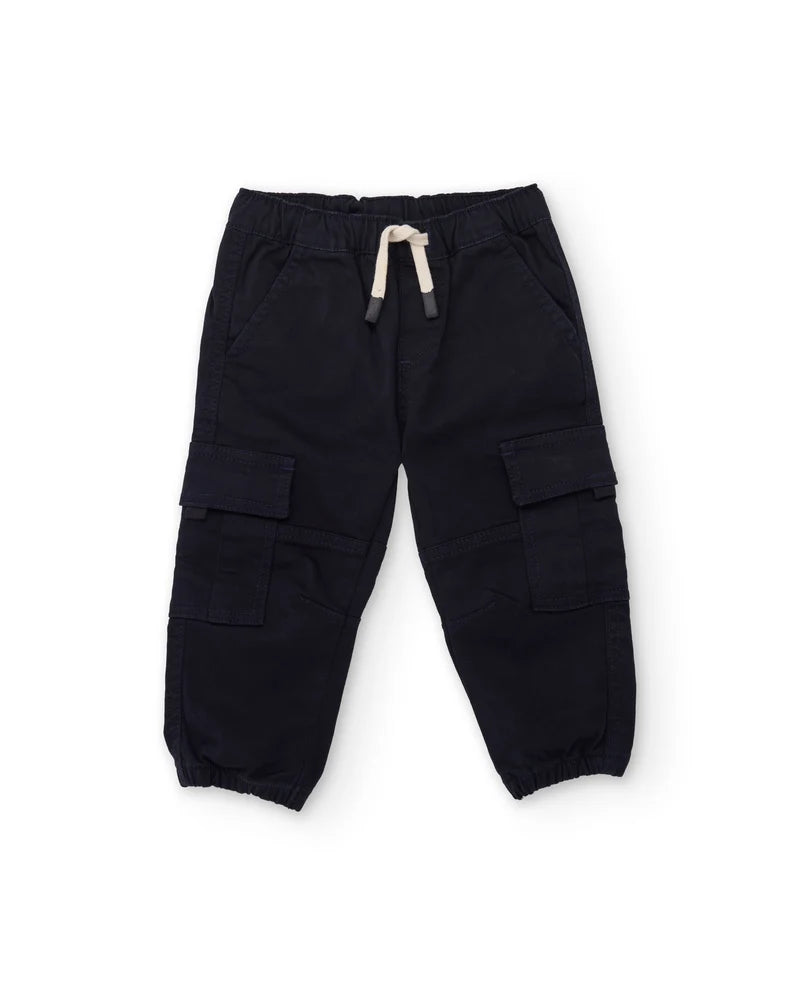 Pantaloni cargo da bambino in tessuto a trama piatta con tasche e tessuto resistente tuc tuc
