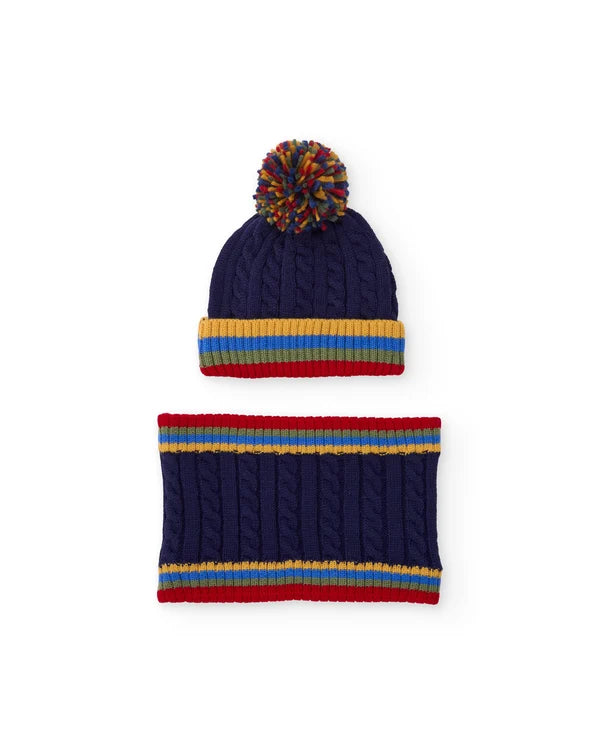 Set da bambino in tricot con berretto e scaldacollo dal design ad albero tuc tuc