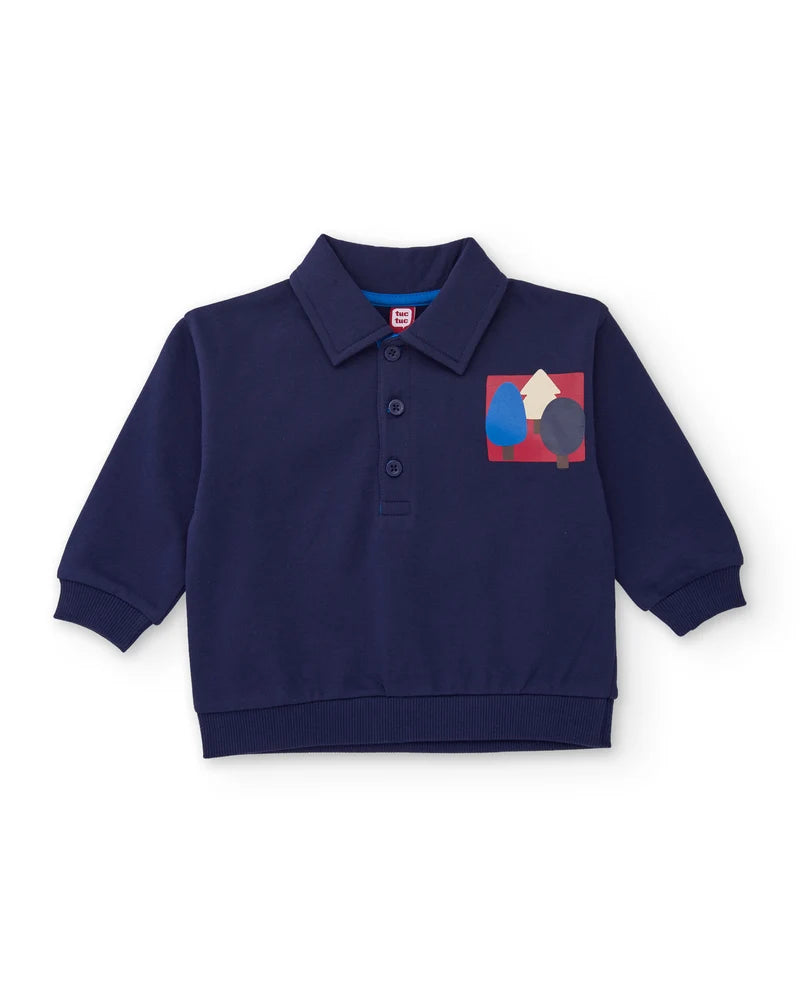 Polo da bambino in felpa con stampa sul retro tuc tuc