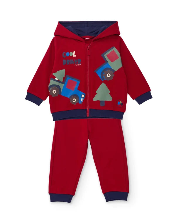 Completo da bambino in felpa con felpa con cappuccio e cerniera tuc tuc