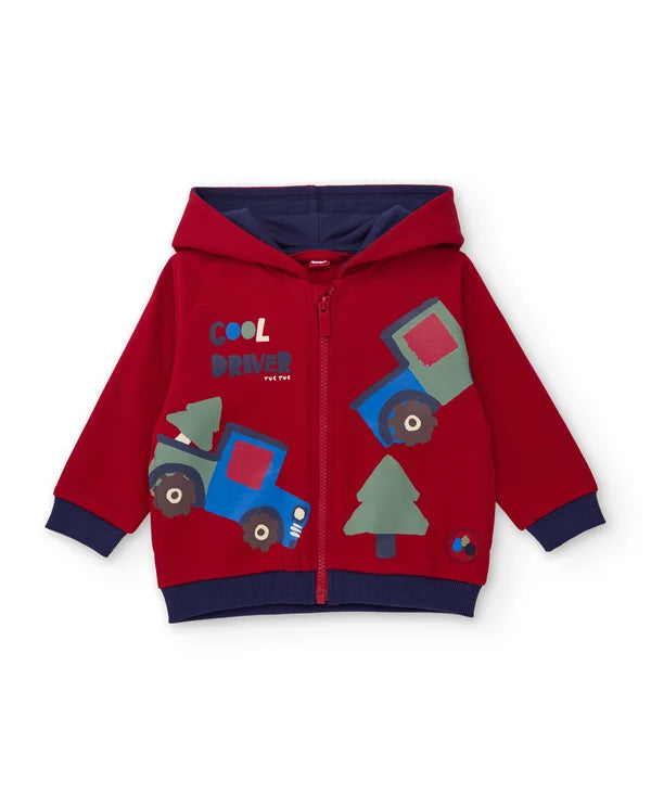 Completo da bambino in felpa con felpa con cappuccio e cerniera tuc tuc
