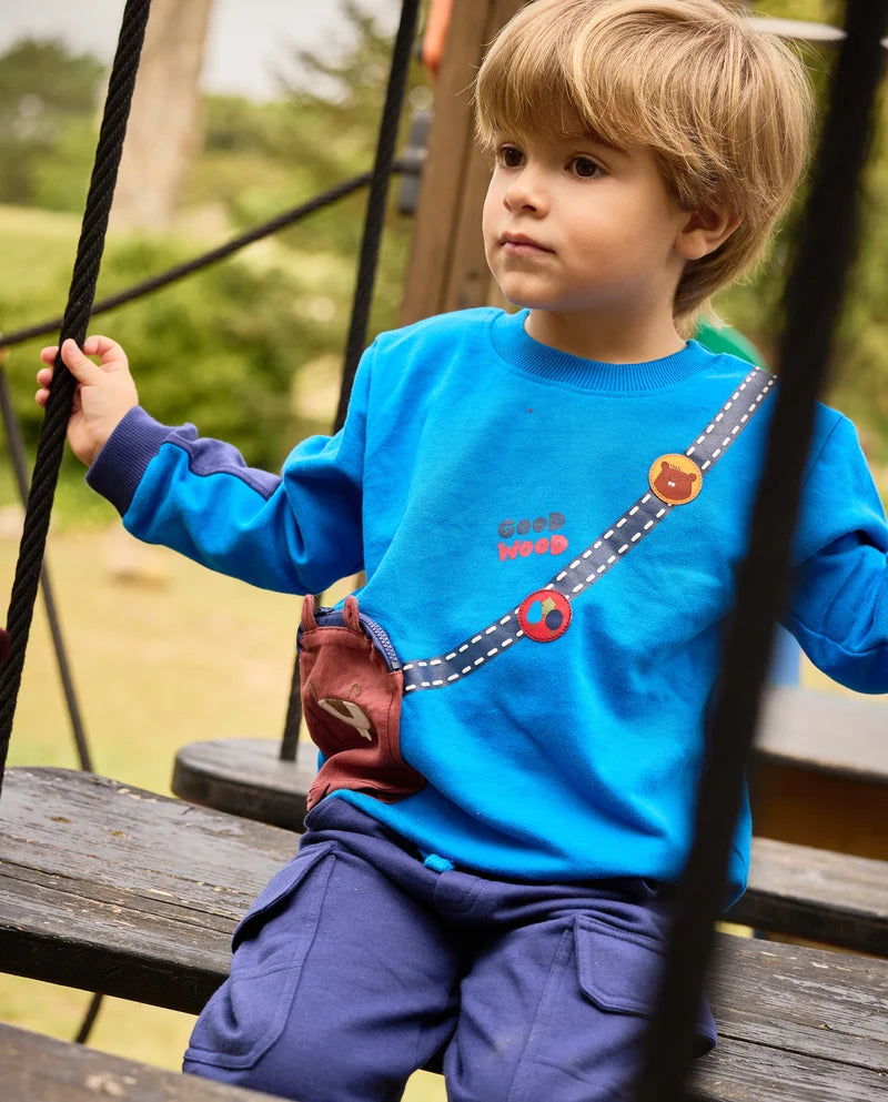 Completo da bambino in felpa con felpa dal design divertente e pantaloni abbinati tuc tuc