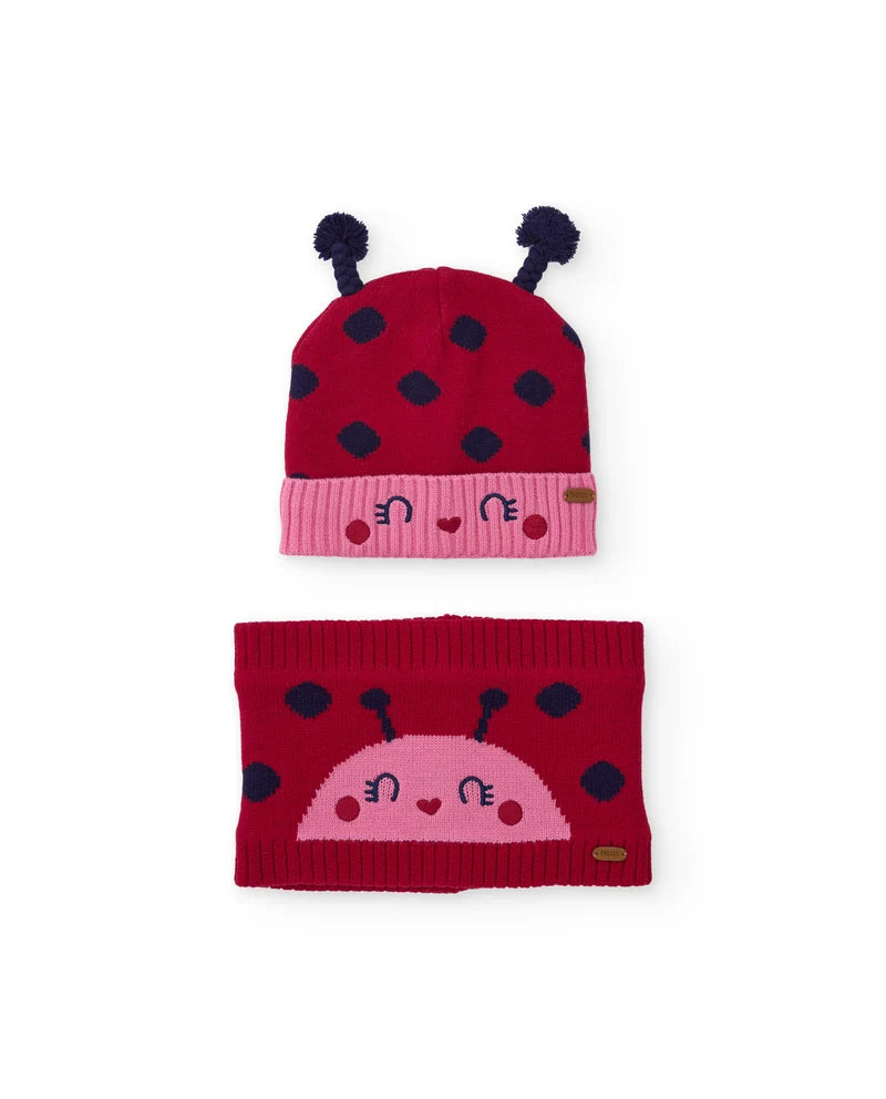 berretto e scaldacollo dal design divertente da bambina tuc tuc