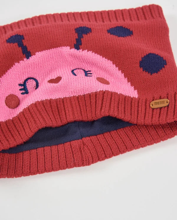 berretto e scaldacollo dal design divertente da bambina tuc tuc