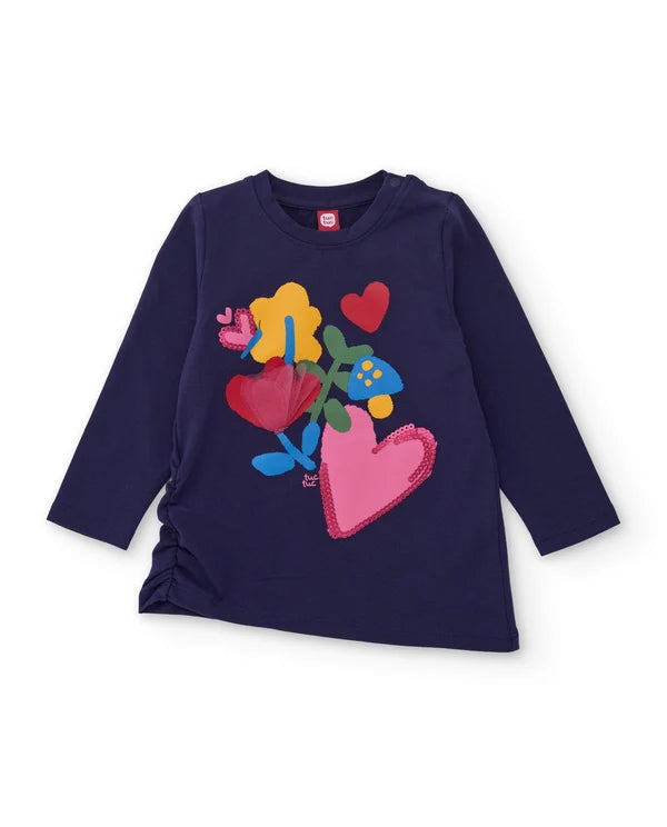 Completo da bambina in maglia con maglietta con stampa floreale e leggings abbinati tuc tuc