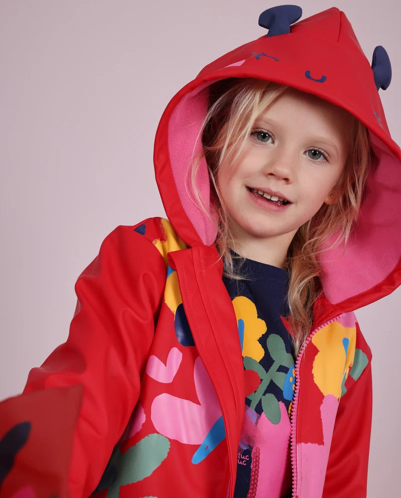 Impermeabile da bambina con cappuccio e design a forma di coccinella TUC TUC