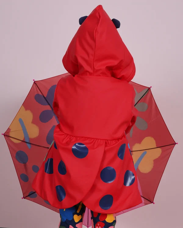 Impermeabile da bambina con cappuccio e design a forma di coccinella TUC TUC
