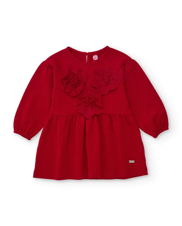 Vestito da bambina in tessuto leggero con stampa floreale e maniche lunghe tuc tuc