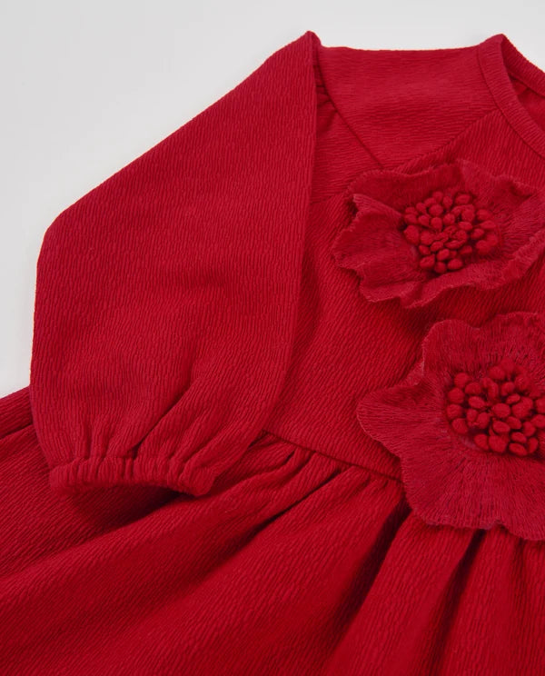 Vestito da bambina in tessuto leggero con stampa floreale e maniche lunghe tuc tuc