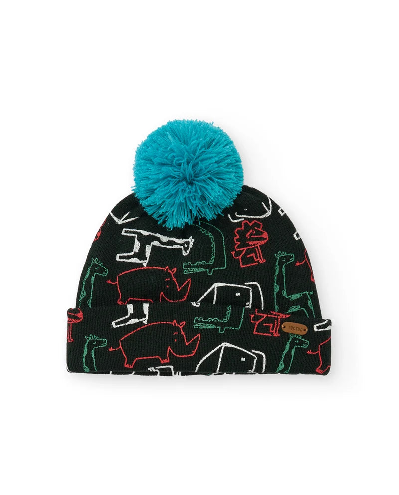 Berretto in maglia per bambini con stampa animalier tuc tuc