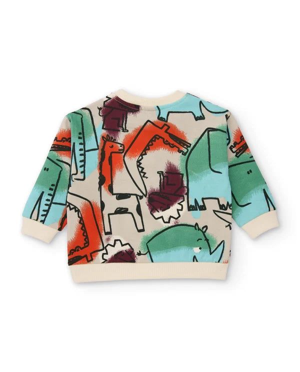 Completo da bambino in felpa con felpa con animali della savana e pantaloni abbinati tuc tuc