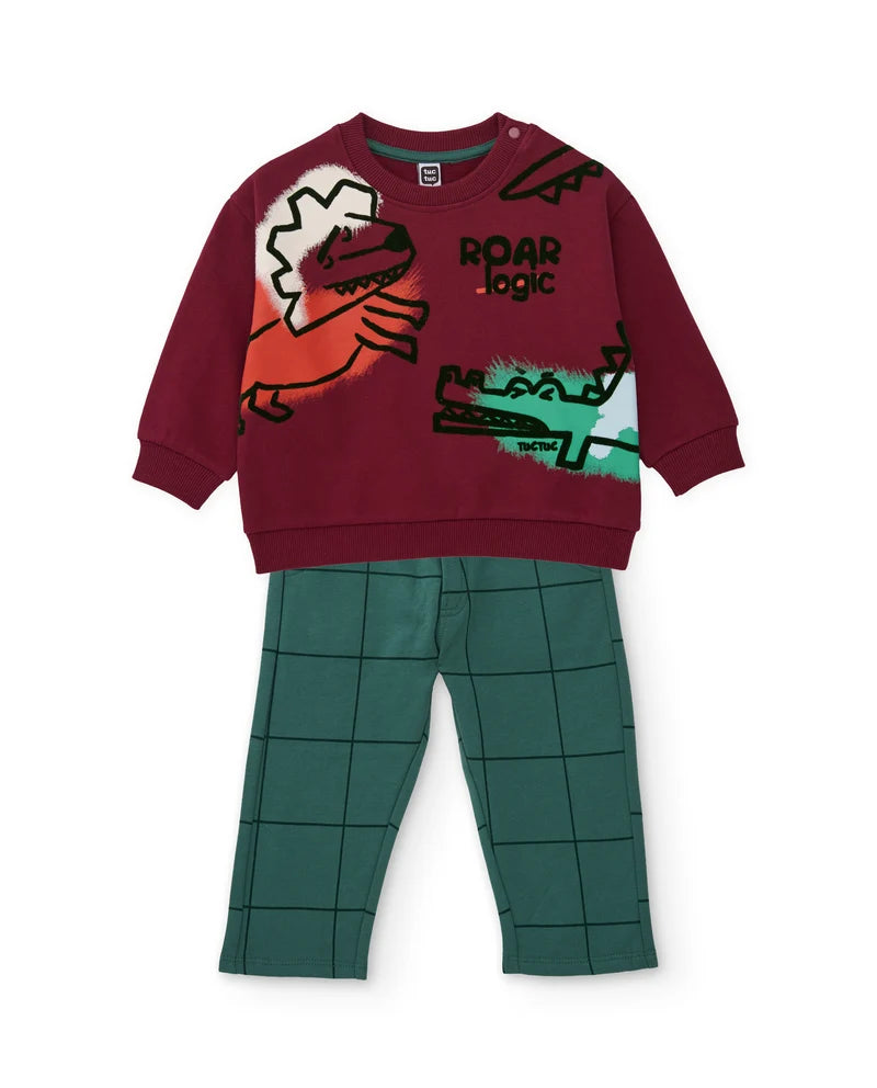 Completo da bambino in felpa con felpa con animali della savana e pantaloni tuc tuc