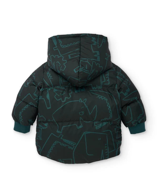 Cappotto da bambino in tessuto leggero con stampa di rinoceronti e fodera morbida tuc tuc
