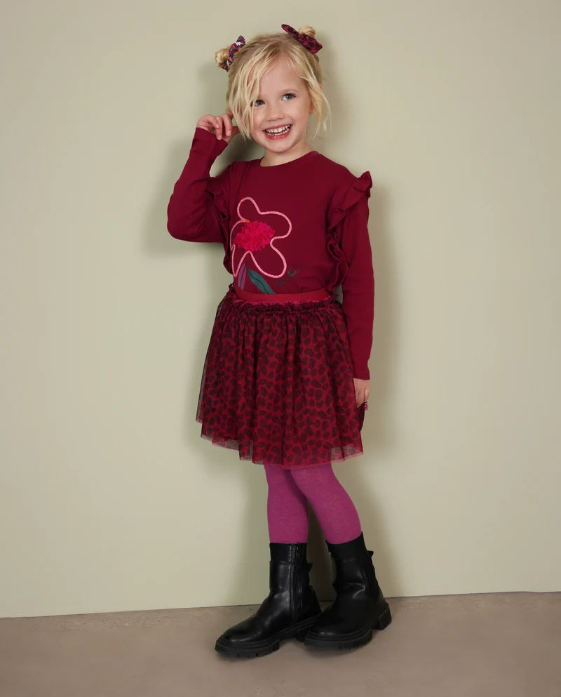 Gonna da bambina in tulle con fantasia animalier e finitura elegante tuc tuc