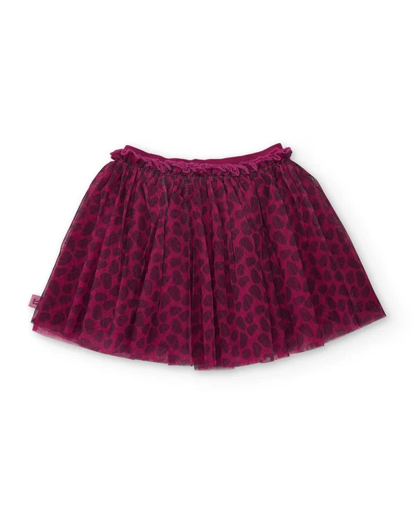 Gonna da bambina in tulle con fantasia animalier e finitura elegante tuc tuc