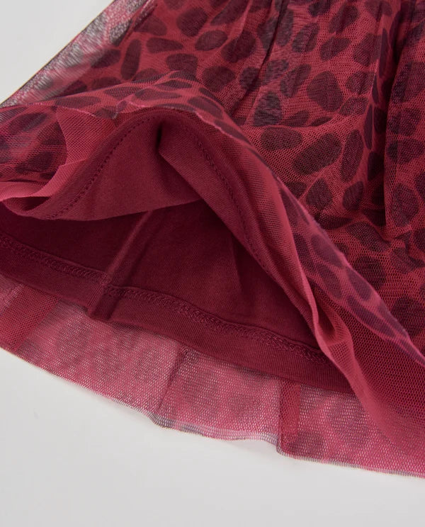 Gonna da bambina in tulle con fantasia animalier e finitura elegante tuc tuc