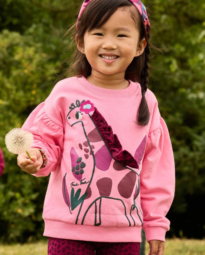Completo da bambina in felpa con felpa con giraffa e pantaloni coordinati tuc tuc