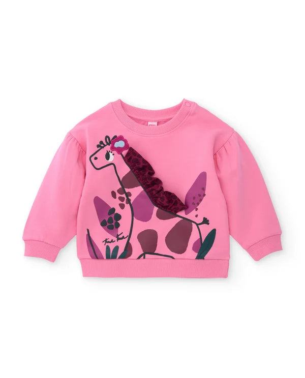 Completo da bambina in felpa con felpa con giraffa e pantaloni coordinati tuc tuc