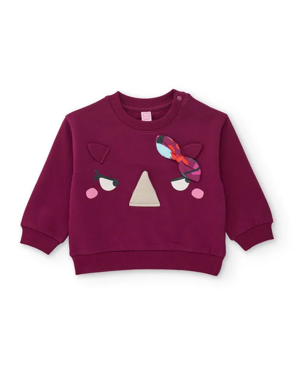 Completo da bambina in felpa con felpa con rinoceronte e leggings floreali tuc tuc