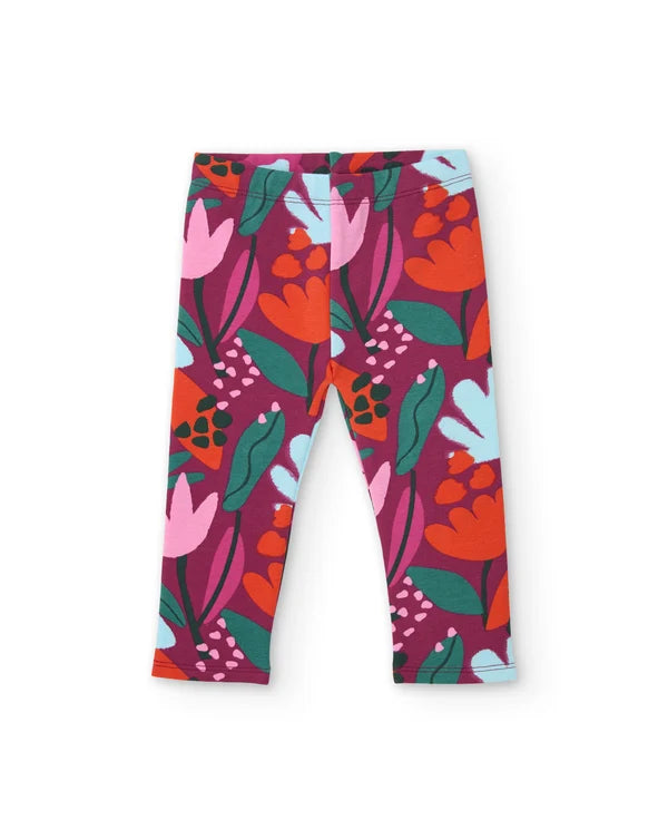 Completo da bambina in felpa con felpa con rinoceronte e leggings floreali tuc tuc