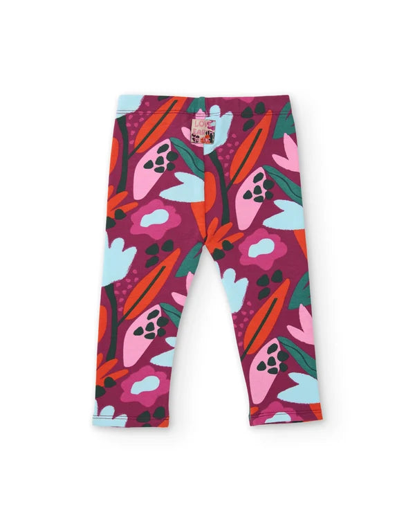 Completo da bambina in felpa con felpa con rinoceronte e leggings floreali tuc tuc