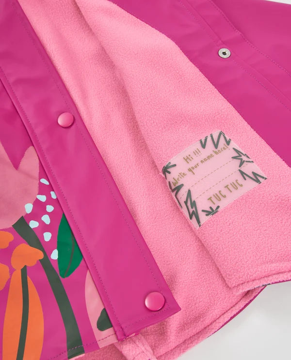 Impermeabile da bambina con stampa floreale e finitura resistente tuc tuc