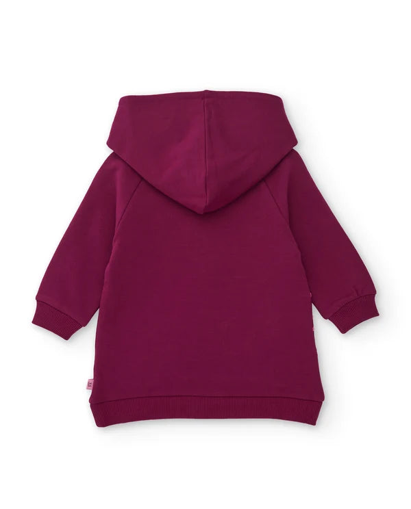 Vestito da bambina in felpa con cappuccio e stampa floreale tuc tuc
