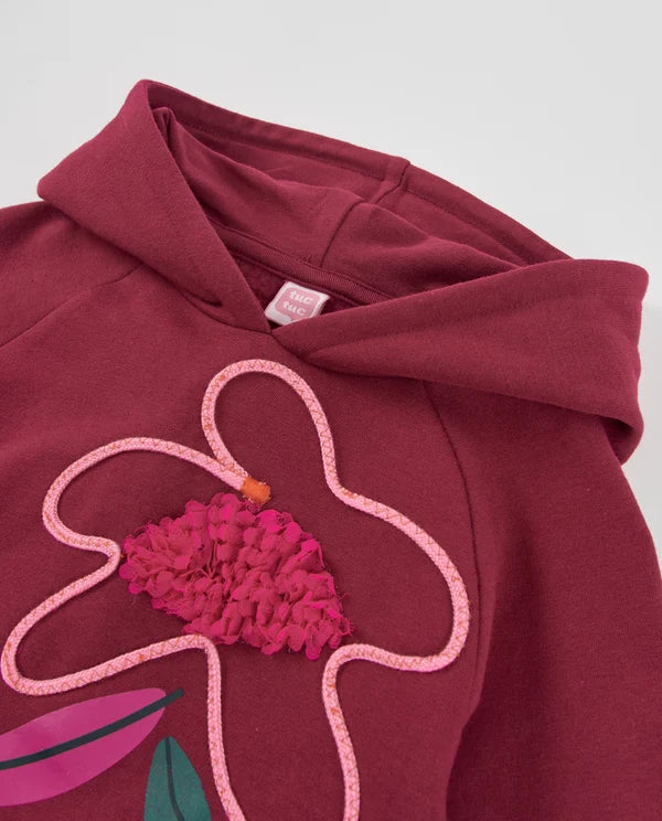 Vestito da bambina in felpa con cappuccio e stampa floreale tuc tuc